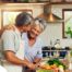 An older couple prepares healthy food together representing National Nutrition Month.